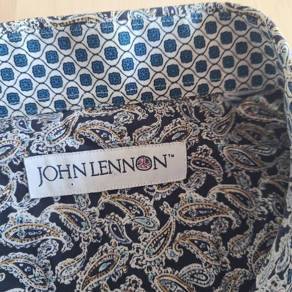 ☮️JOHN LENNON Elegant Navy Paisley Men's Shirt - Picture 11 of 11